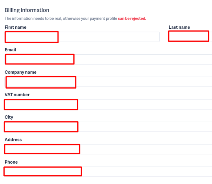 Billing information