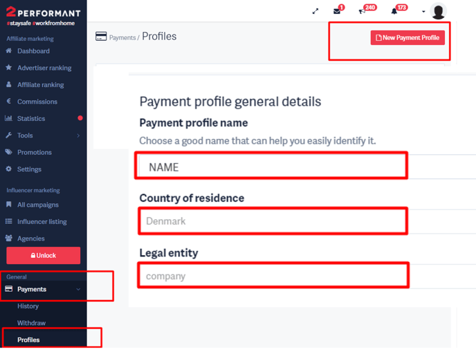 Create a new payment profile